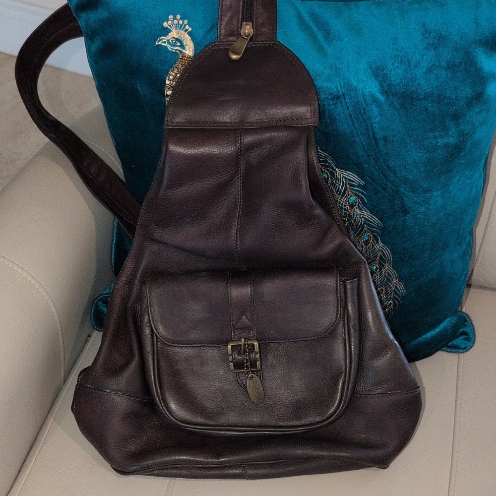 David King Dark Brown Leather Backpack